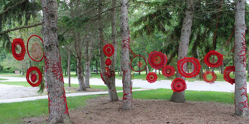 Hope and Healing in Canada installation on Lambton Heritage Museum grounds. Photo taken by artist Tracey-Mae Chambers.