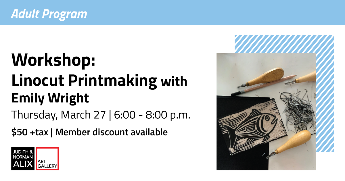 Linocut Printmaking Workshop promotional graphic