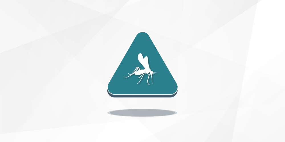 Icon of a mosquito in a floating blue triangle